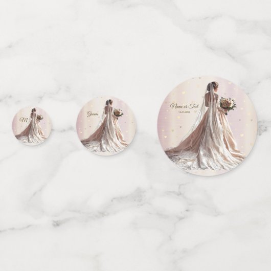 Roos Winter Bruid Golden Shiny Heart Party Confetti (Achterkanten)