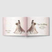 Roos Winter Bruid Golden Shiny Heart Party Gastenboek (Volledig)