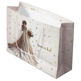 Roos Winter Bruid Golden Shiny Heart Party Groot Cadeauzakje