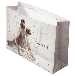 Roos Winter Bruid Golden Shiny Heart Party Groot Cadeauzakje