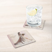 Roos Winter Bruid Golden Shiny Heart Party Kartonnen Onderzetters (Insitu)