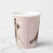 Roos Winter Bruid Golden Shiny Heart Party Papieren Bekers (Rechts)