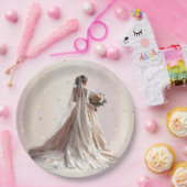 Roos Winter Bruid Golden Shiny Heart Party Papieren Bordje (Feest)