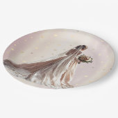 Roos Winter Bruid Golden Shiny Heart Party Papieren Bordje (Gekanteld)