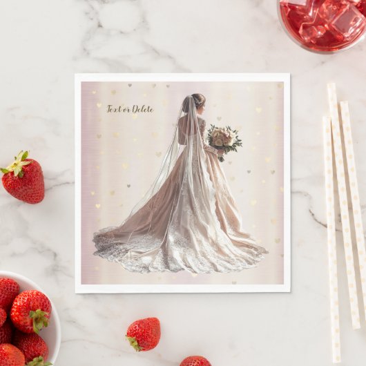 Roos Winter Bruid Golden Shiny Heart Party Servet (Insitu)