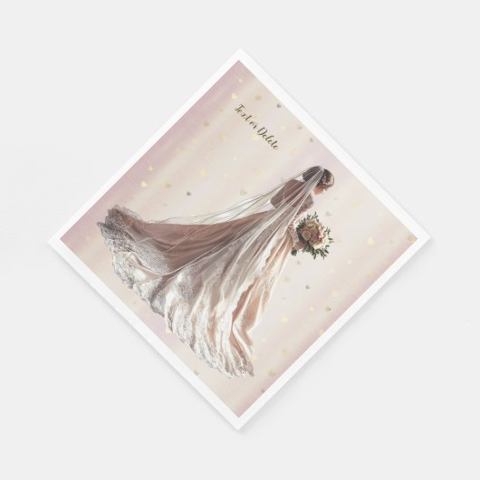 Roos Winter Bruid Golden Shiny Heart Party Servet (Hoek)