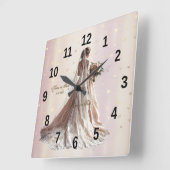 Roos Winter Bruid Golden Shiny Heart Party Vierkante Klok (Hoek)