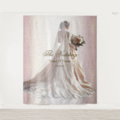 Roos Winter Bruid Golden Shiny Heart Party Wandkleed (Voorkant)