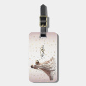 Roos Winter Bruid Golden Shiny Hearts Bagagelabel (Voorkant verticaal)