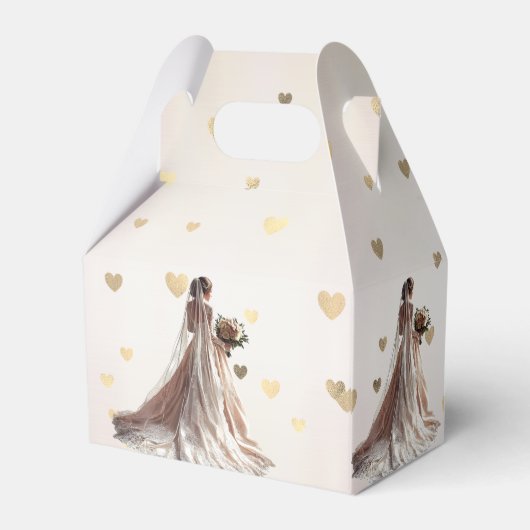 Roos Winter Bruid Golden Shiny Hearts Bedankdoosjes (Achterkant)