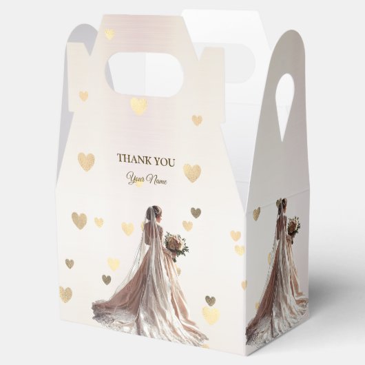 Roos Winter Bruid Golden Shiny Hearts Bedankdoosjes (Geopend)