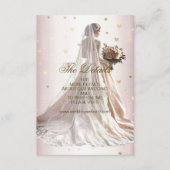 Roos Winter Bruid Golden Shiny Hearts Informatiekaartje (Voorkant)
