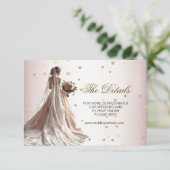 Roos Winter Bruid Golden Shiny Hearts Informatiekaartje (Staand voorkant)
