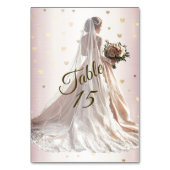 Roos Winter Bruid Golden Shiny Hearts Kaart (Achterkant)