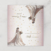 Roos Winter Bruid Golden Shiny Hearts Plaatskaartje (Buitenkant ongevouwen)