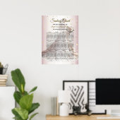 Roos Winter Bruid Golden Shiny Hearts Poster (Thuiskantoor)