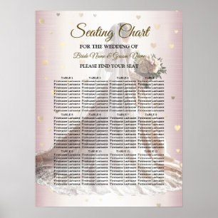 Roos Winter Bruid Golden Shiny Hearts Poster