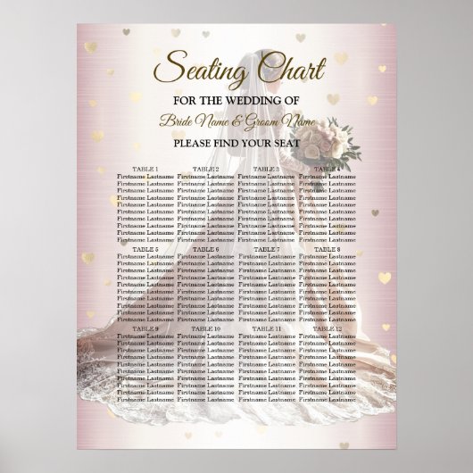 Roos Winter Bruid Golden Shiny Hearts Poster (Voorkant)