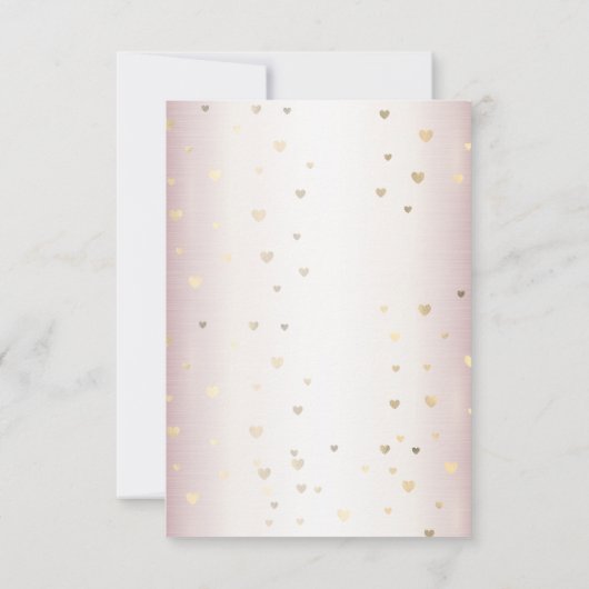 Roos Winter Bruid Golden Shiny Hearts RSVP Kaartje (Achterkant)