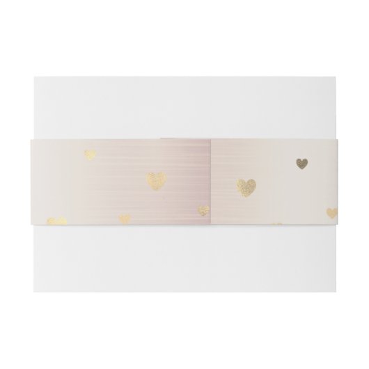 Roos Winter Bruid Golden Shiny Hearts Uitnodigingen Wikkel (Achterkant Voorbeeld)