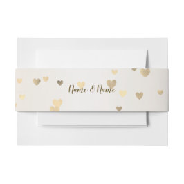 Roos Winter Bruid Golden Shiny Hearts Uitnodigingen Wikkel