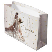 Roos Winter Bruiloft Bruid Gouden Glanzende Hart F Groot Cadeauzakje (Achterkant Gekanteld)