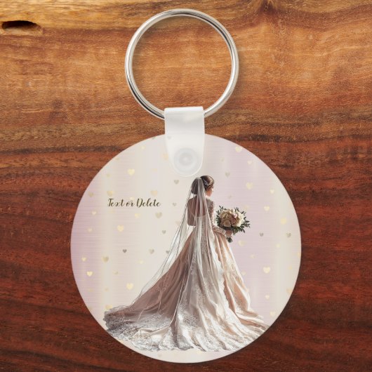 Roos Winter Bruiloft Bruid Gouden Glanzende Hart F Sleutelhanger (Voorkant)