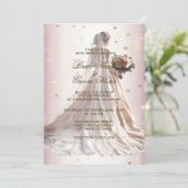 Roos Winter Trouwjurk Bruid Gouden Glanzend Hart Kaart (Staand voorkant)