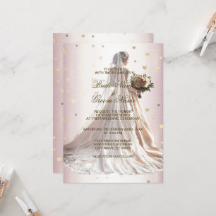 Roos Winter Trouwjurk Bruid Gouden Glanzend Hart Kaart