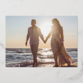 Roos Wit Foto Bruiloft Save Ons Datum Roos Folie Uitnodiging (Achterkant)