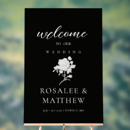 Roos Wit & Zwart Modern Modieus Welkomstbord Acryl Bord