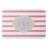 Roos/witte strepen met grijs, voeg initialen toe badmat (Voorkant)
