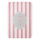 Roos/witte strepen met grijs, voeg initialen toe badmat (Voorkant Verticaal)