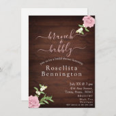 Roos Wood Brunch en Bubble Vrijgezellenfeest Kaart (Voorkant / Achterkant)