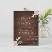 Roos Wood Brunch en Bubble Vrijgezellenfeest Kaart (Staand voorkant)