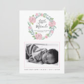 Roos Wreater Little Mirakel Photo Birth Aankondiging (Staand voorkant)