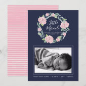 Roos Wreater Little Mirakel Photo Birth Aankondiging (Voorkant / Achterkant)