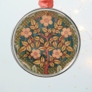 Roos Wreath Embroidery Design van William Morris Metalen Ornament