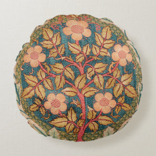 Roos Wreath Embroidery Design van William Morris Rond Kussen