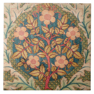 Roos Wreath Embroidery Design van William Morris Tegeltje