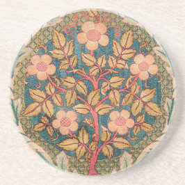 Roos Wreath Embroidery Design van William Morris Zandsteen Onderzetter