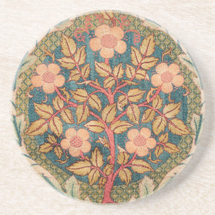 Roos Wreath Embroidery Design van William Morris Zandsteen Onderzetter