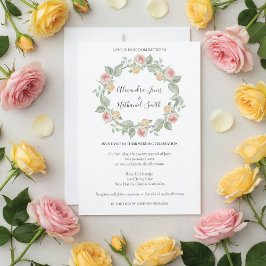 Roos Wreath Summer Wedding Invitation Kaart