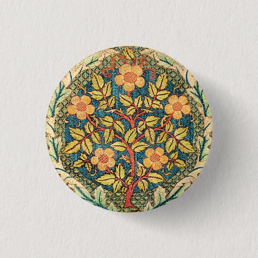 Roos Wreath van William Morris, populair design Ronde Button 3,2 Cm (Voorkant)