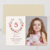 Roos Wreath vijfde verjaardag Kaart (Voorkant / Achterkant)