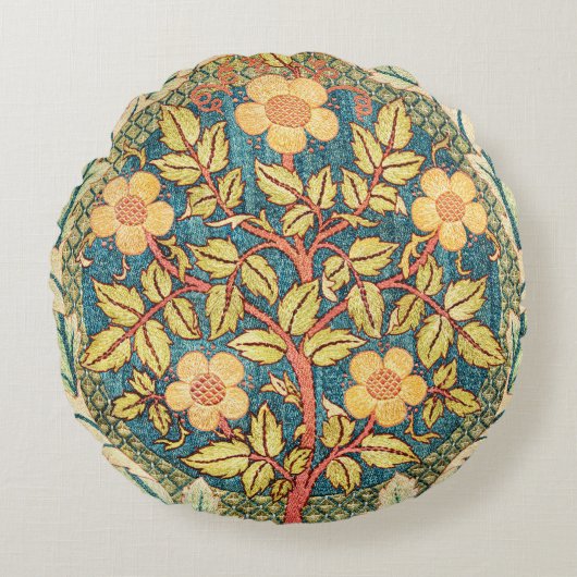 Roos Wreath William Morris  Art Cotton Rond Kussen (Voorkant)