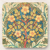 Roos Wreath - William Morris -  kunstOnderzetter Bier Onderzetter (Voorkant)