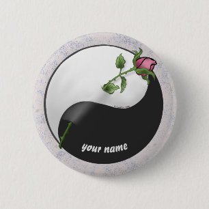 Roos Yin Yang Wedding knop, Ronde Button 5,7 Cm