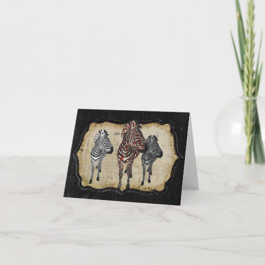 Roos Zebra Shadows Notecard Kaart (Voorkant)