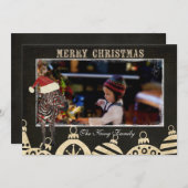 Roos Zebra - Zwarte & ivoren kerstkaart (Voorkant / Achterkant)